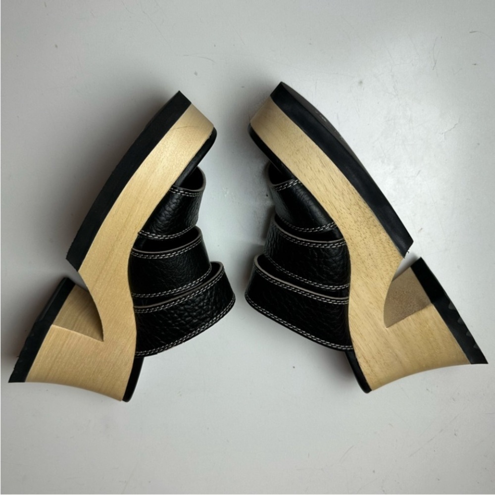Miista Deanne Black Leather Chunky Wood Platform Sandals – 8.5 - Picture 6 of 12
